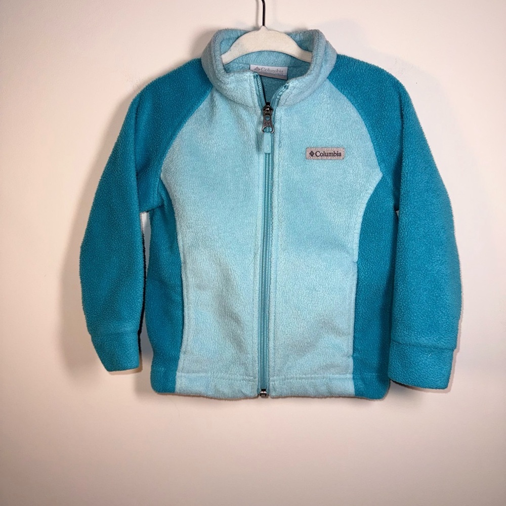 Columbia Kids Teal and Aqua Fleece Zip Up Jacket size 18-24 Months